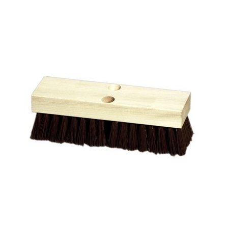 GORDON BRUSH 10" Wood Block Deck Scrub with Stiff Brown Polypropylene M335100